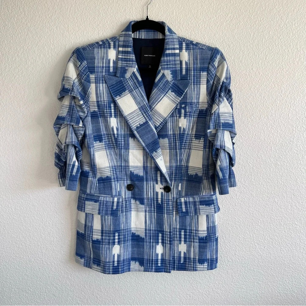 Robert Rodriguez Blue and White Plaid Jacket